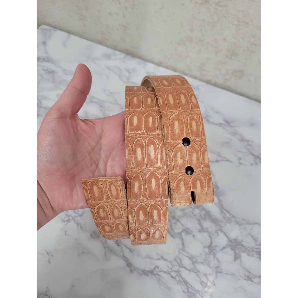 Tan Croc-Embossed Leather Belt Uncut Unfinished Blank